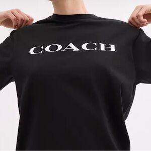 NEW Coach Black Signature Tee with White Logo in Organic Cotton size L